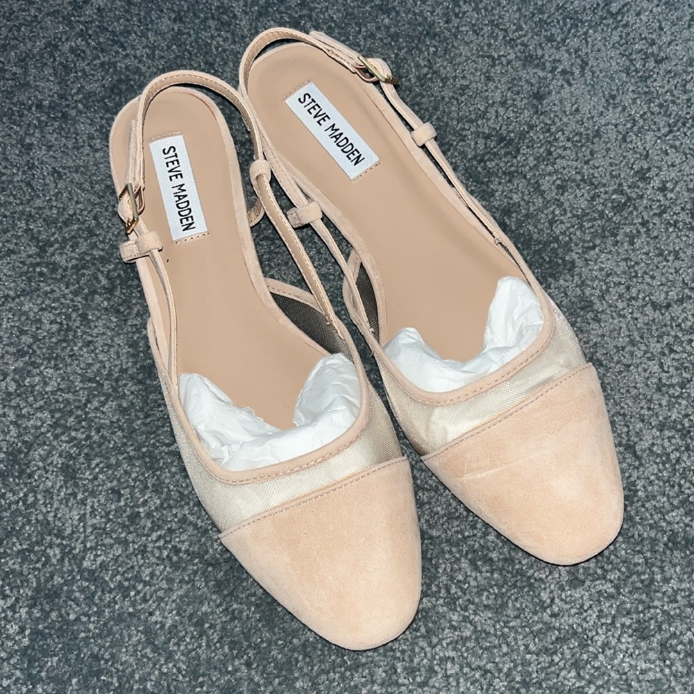 Steve Madden Belinda Mesh Tan Suede flats NWB